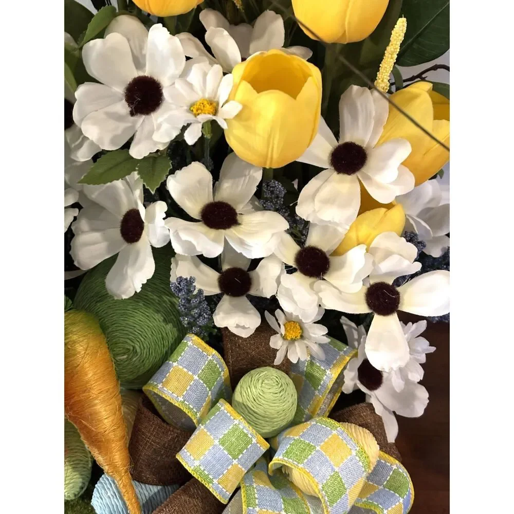 Easter Bunny Basket Center Piece with Tulips and Daisey's